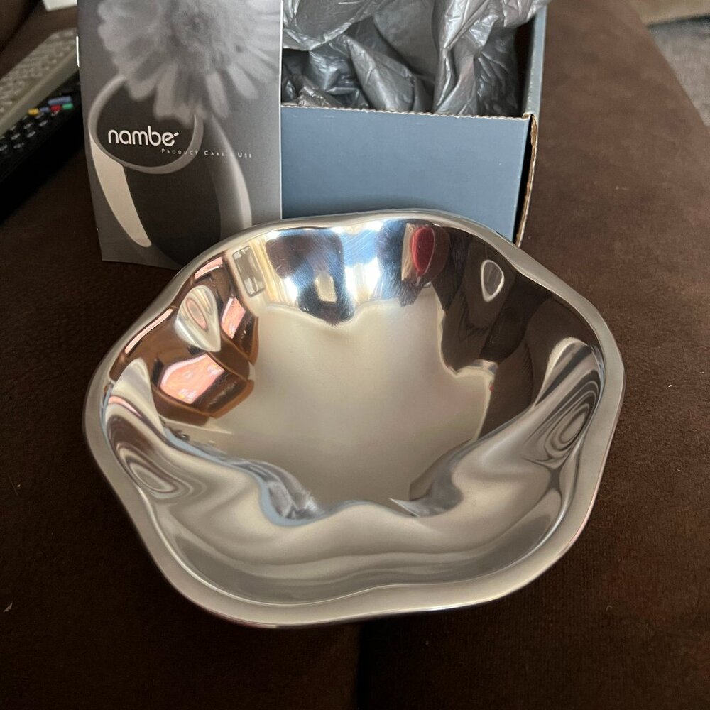 NAMBE CLASSIC Silver Alloy BOWL 7" Diameter Scalloped #604